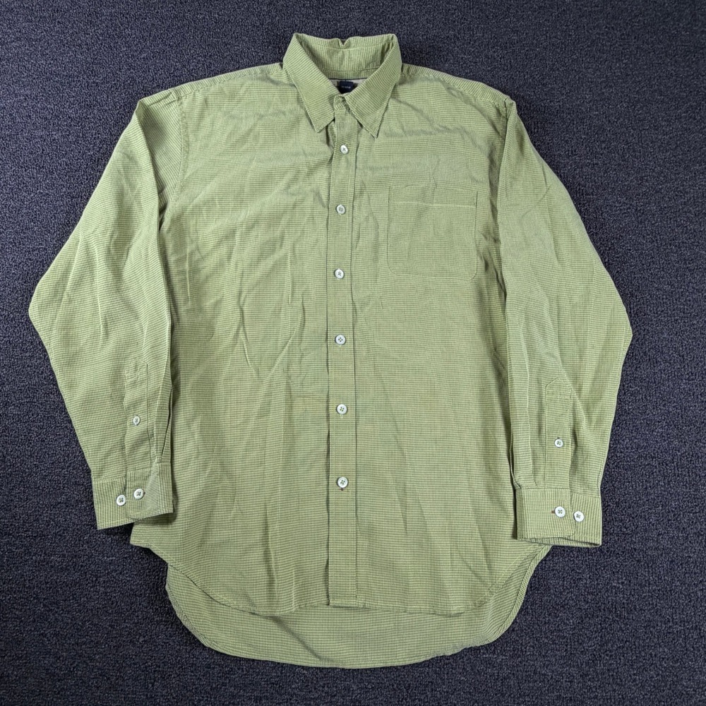 Tommy Bahama Shirt Mens L Green Micro Check Long Sleeve Button Down EUC